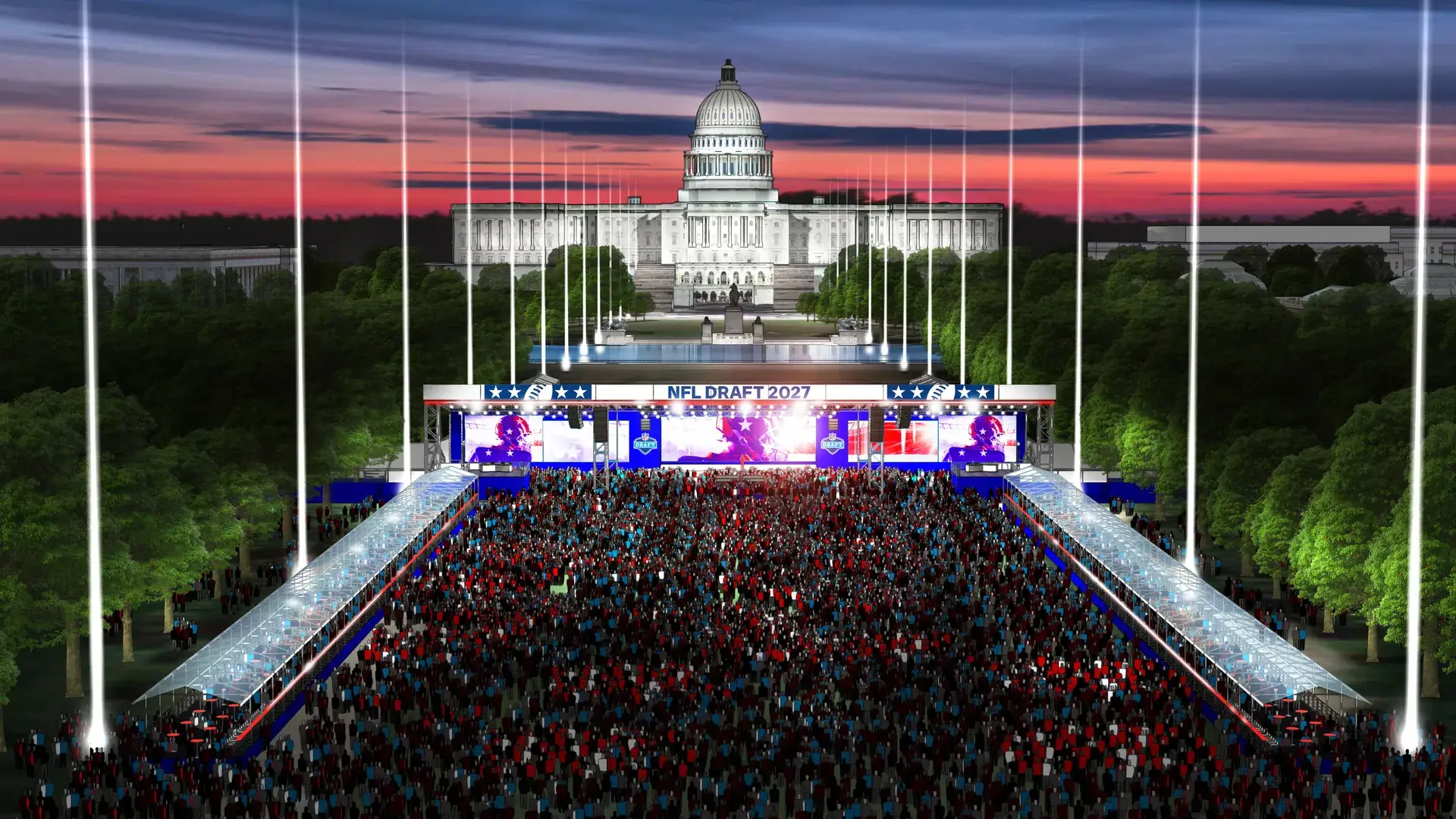 Rendering of the 2027 NFL Draft on the National Mall (Courtesy NFL)